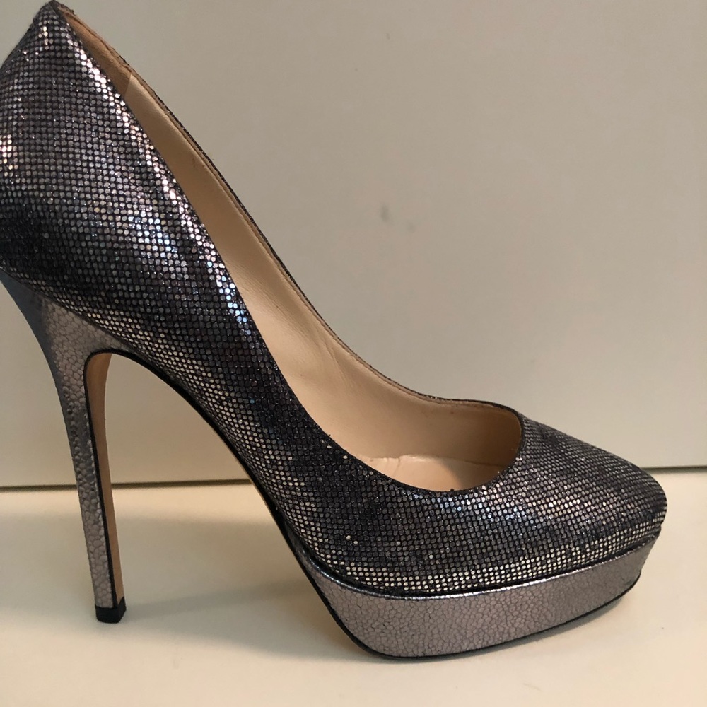 Jimmy Choo- Silver Cosmic Glitter Pltfrm six 36(6)